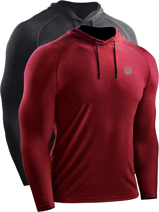 Men'S Dry Fit Athletic Shirt Workout Running Long Sleeve Shirts with Hoods