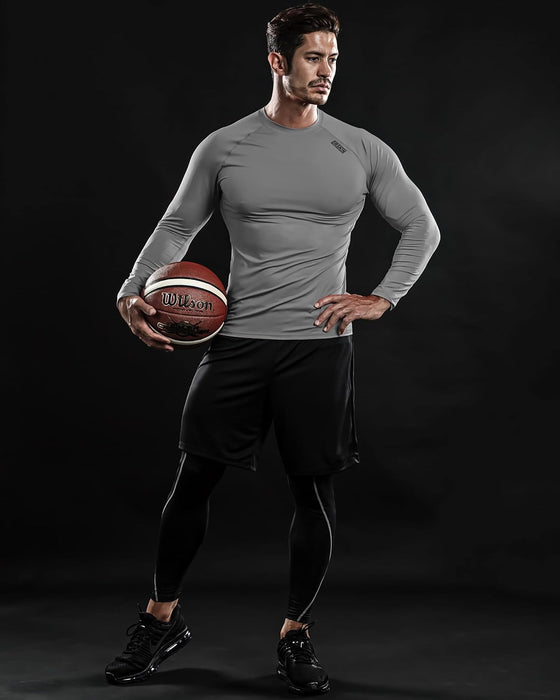 4, 3, 2 or 1 Pack Men'S Compression Shirts Top Long Sleeve Sports Baselayer Workout Running Athletic Active