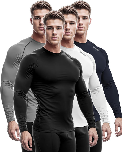 4, 3, 2 or 1 Pack Men'S Compression Shirts Top Long Sleeve Sports Baselayer Workout Running Athletic Active