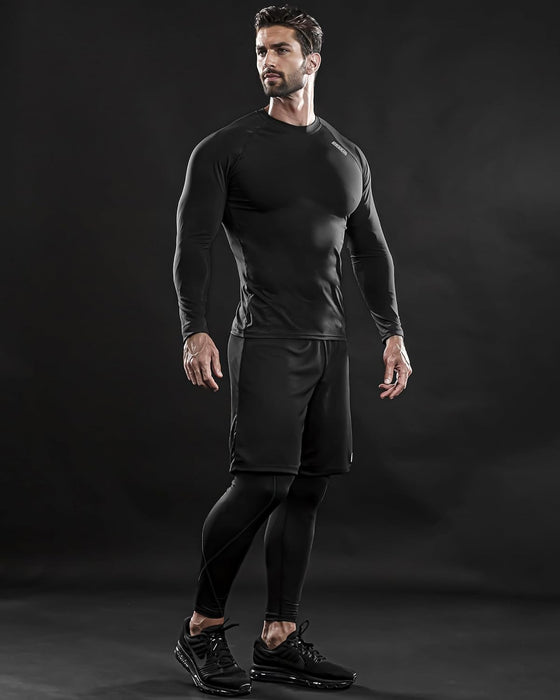 4, 3, 2 or 1 Pack Men'S Compression Shirts Top Long Sleeve Sports Baselayer Workout Running Athletic Active